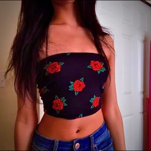 Forever 21 rose crop tube top